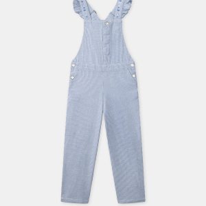 Salopette à rayures bleues et volants Fille