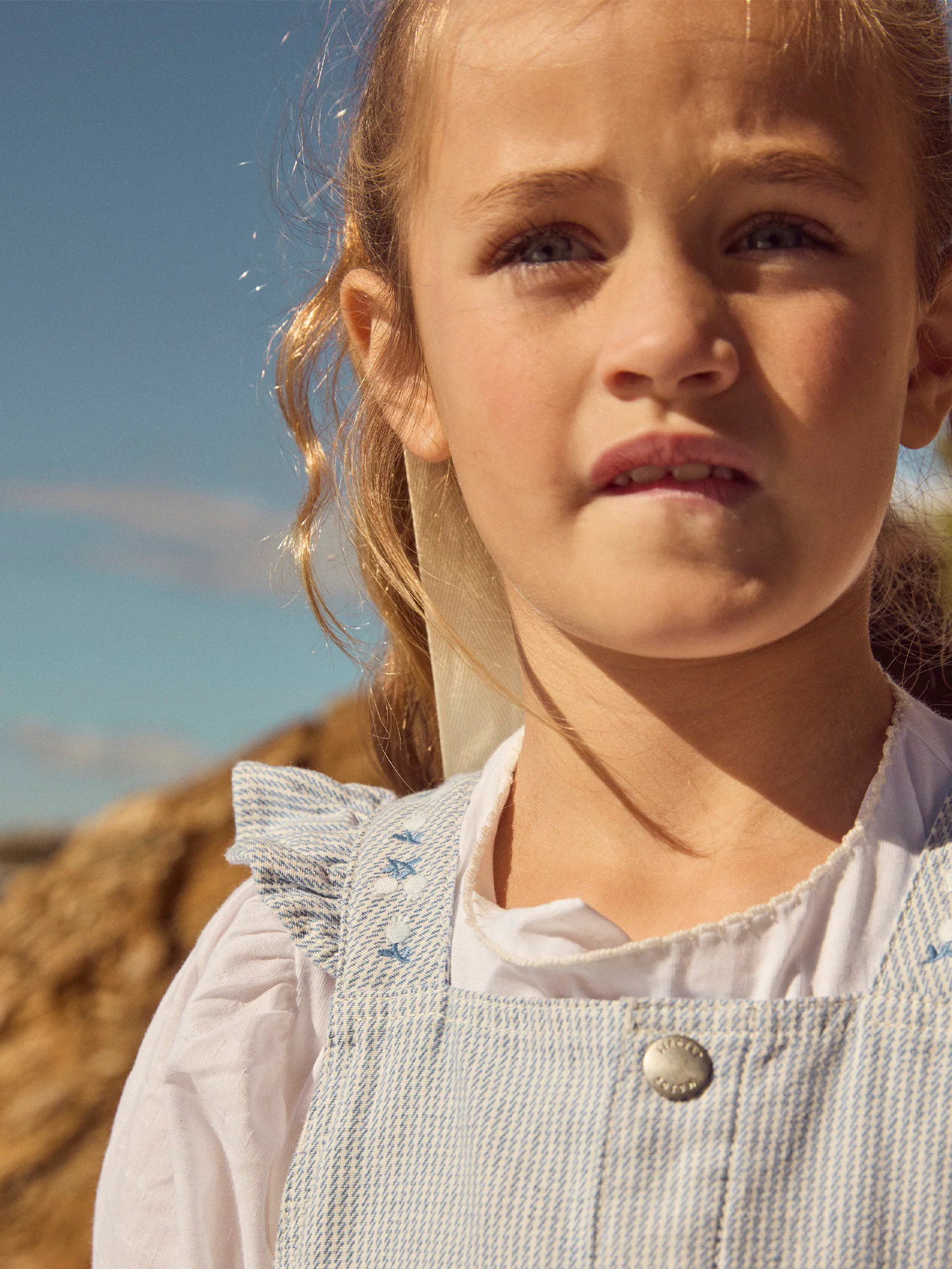 Salopette à rayures bleues et volants Fille – Image 5