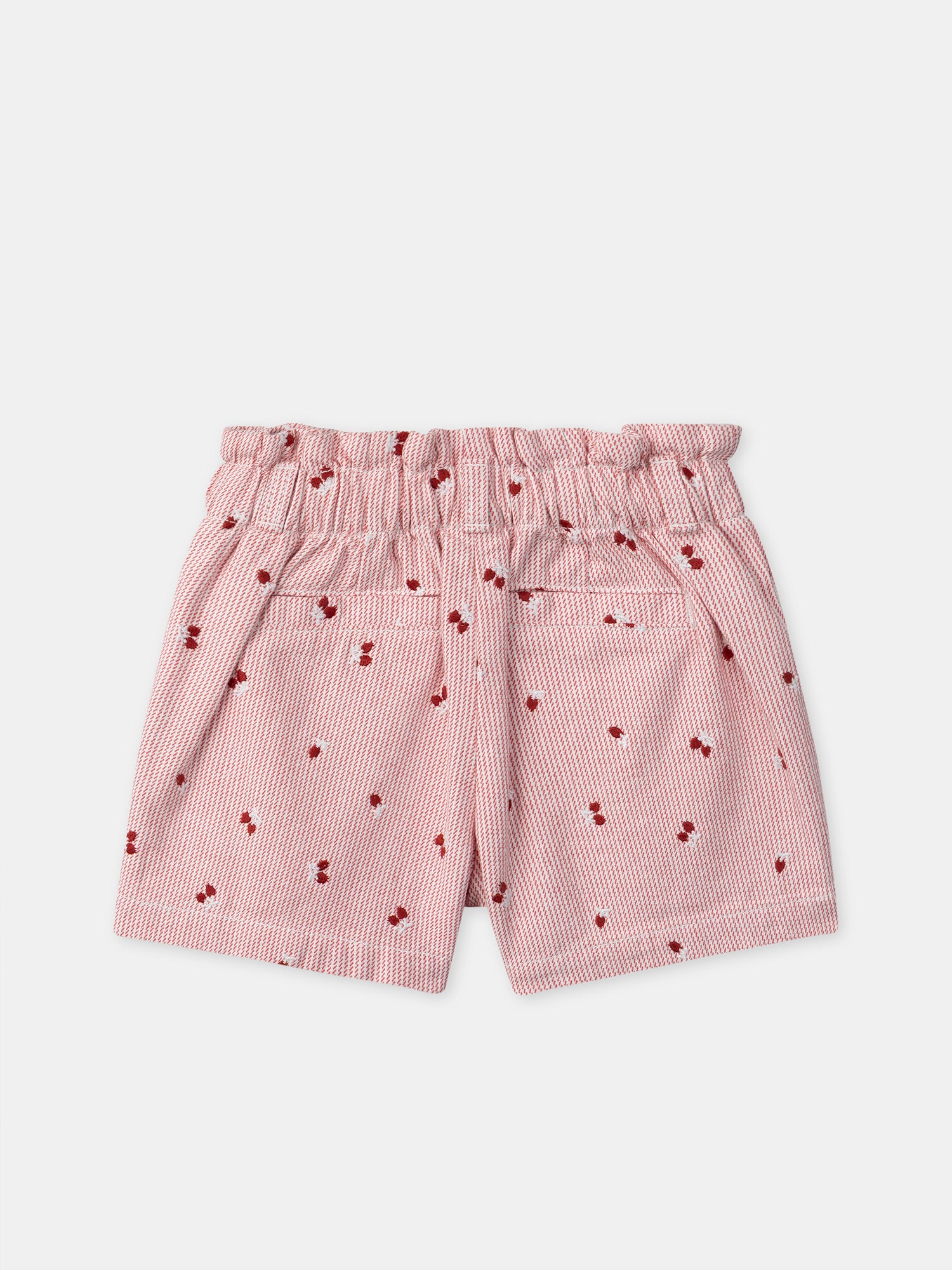 Short à rayures rouges et broderies baies Fille – Image 6