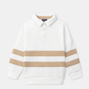 Sweat-shirt écru et à bandes beiges Garçon