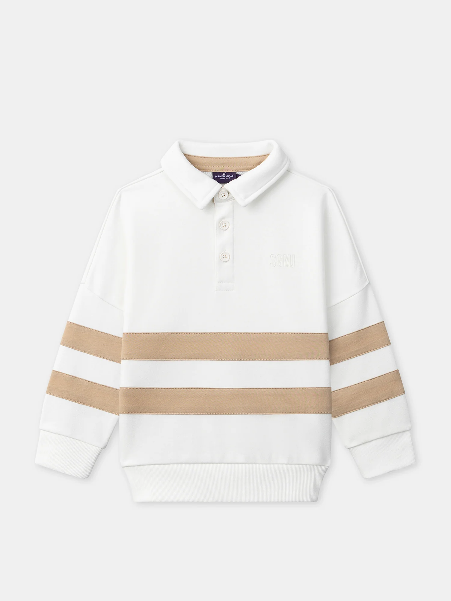 Sweat-shirt écru et à bandes beiges Garçon – Image 2