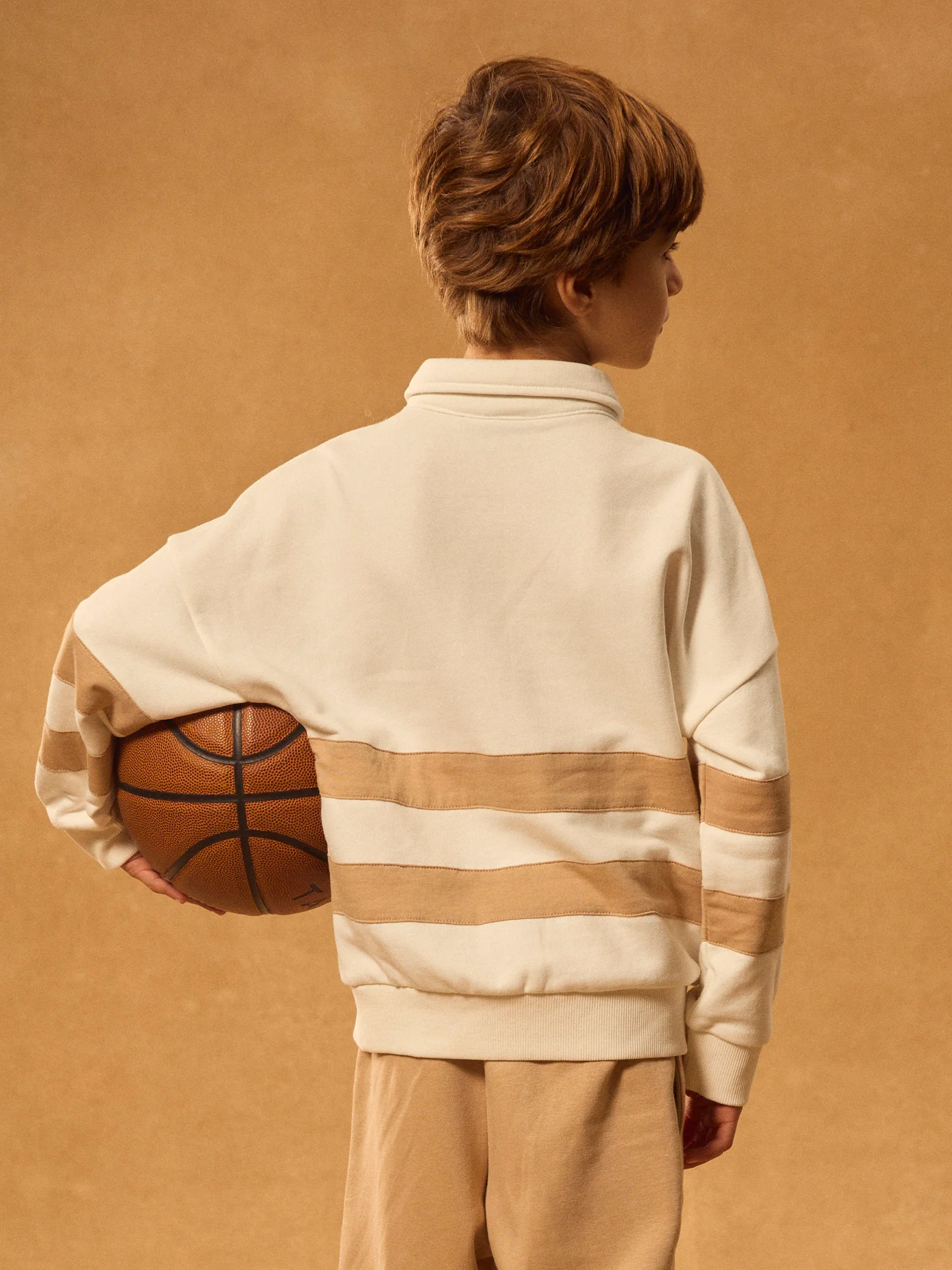 Sweat-shirt écru et à bandes beiges Garçon – Image 5
