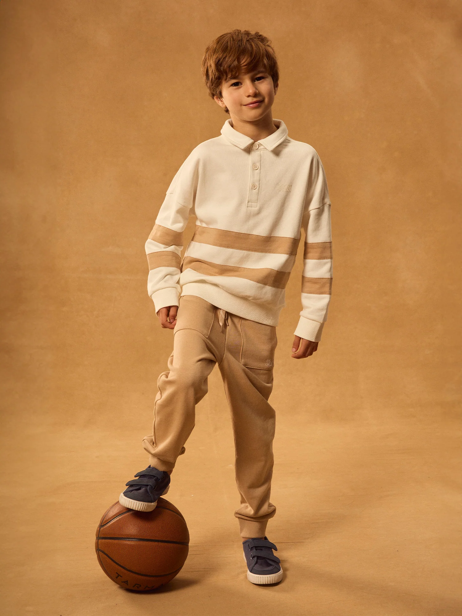 Sweat-shirt écru et à bandes beiges Garçon – Image 6