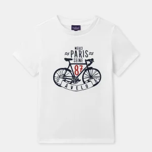 T-shirt blanc imprimé vélo Garçon