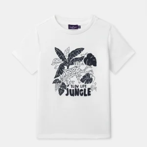 T-shirt blanc imprimé panthère Garçon
