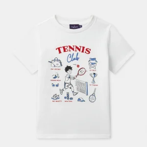 T-shirt écru à broderie tennis Garçon