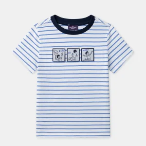 T-shirt à rayures bleues Garçon