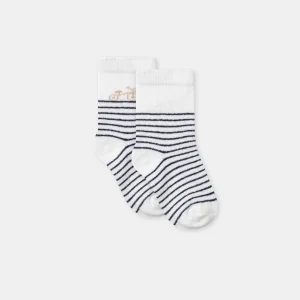 Chaussettes écrues à rayures bleues marines Bébé Garçon