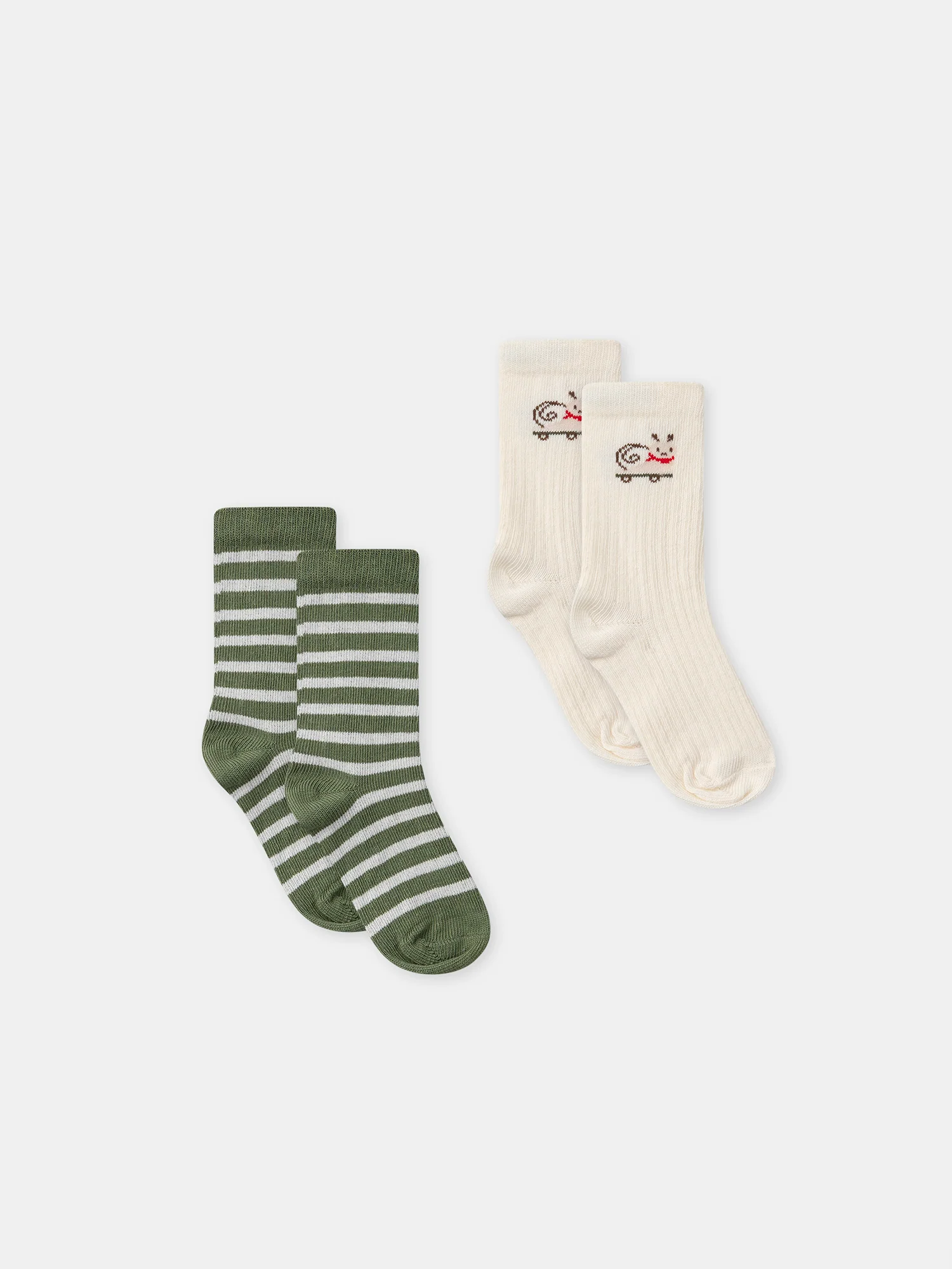 Lot de 2 paires de chaussettes écru ou à rayures Bébé Garçon