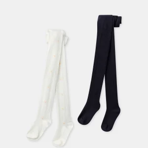 Lot de 2 collants écru ou marron foncé Fille