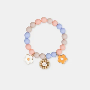 Bracelet perles fleurs et chat Fille