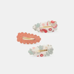 Lot de 3 barrettes pailletés et imprimé fleuries Fille