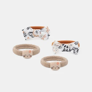 Lot de 4 élastiques nœuds et chats Fille