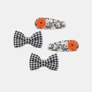 Lot de 4 barrettes fleuries et nœuds Fille