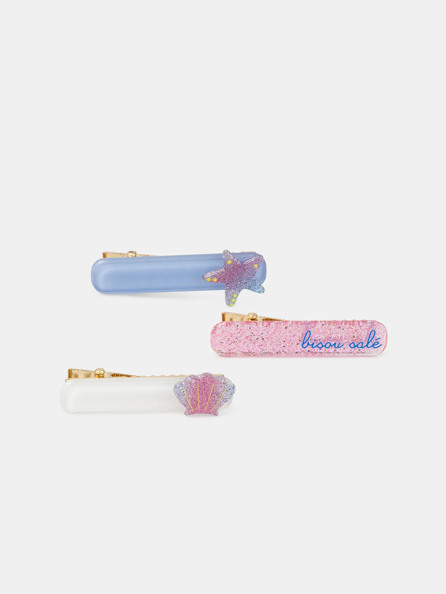 Lot de 3 barrettes coquillages ou étoiles Fille