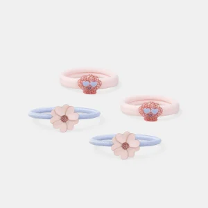 Lot de 4 élastiques fleurs et coquillages Fille