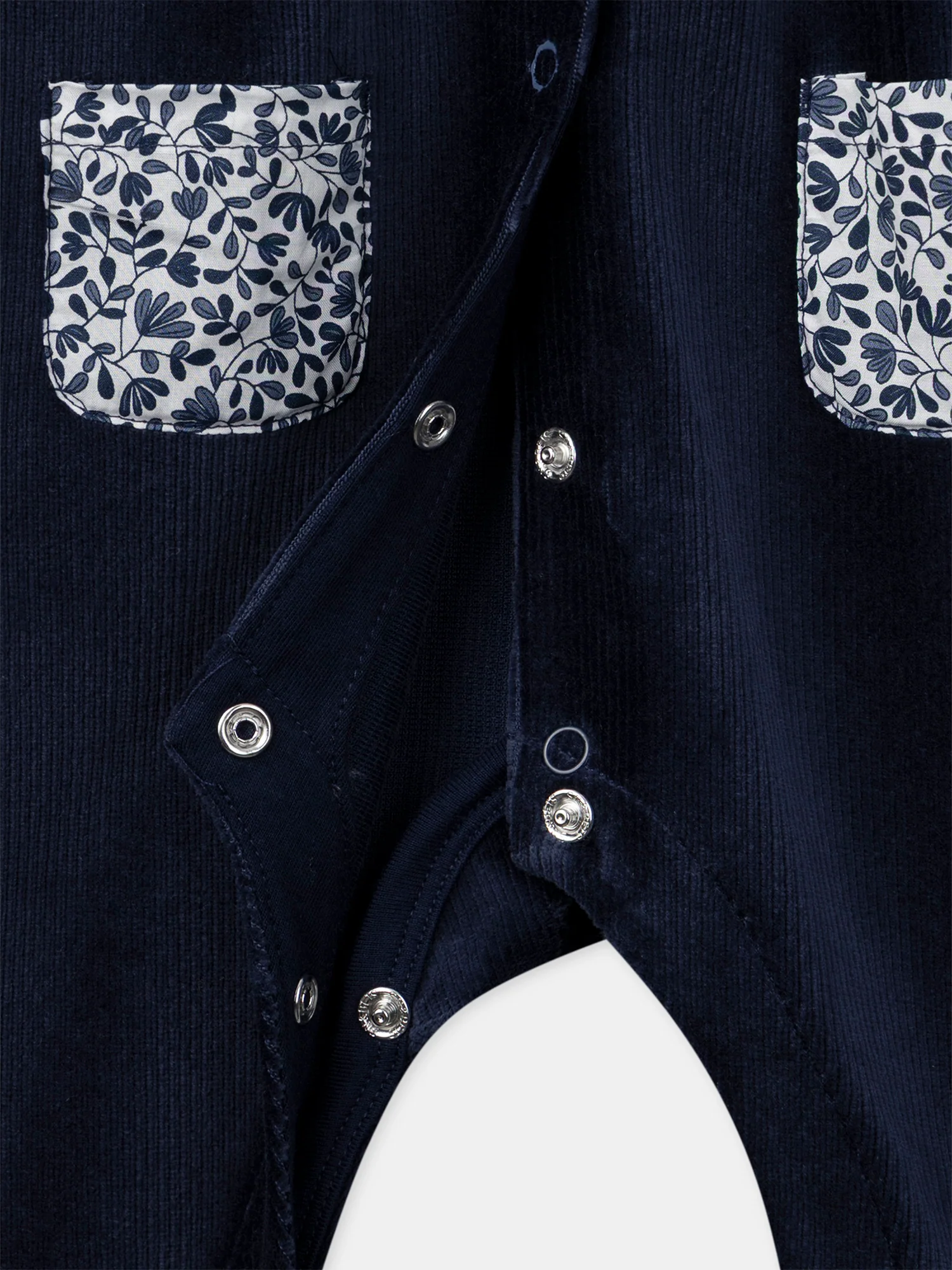 Grenouillère bleu marine imprimé fleuri Bébé Fille – Image 5