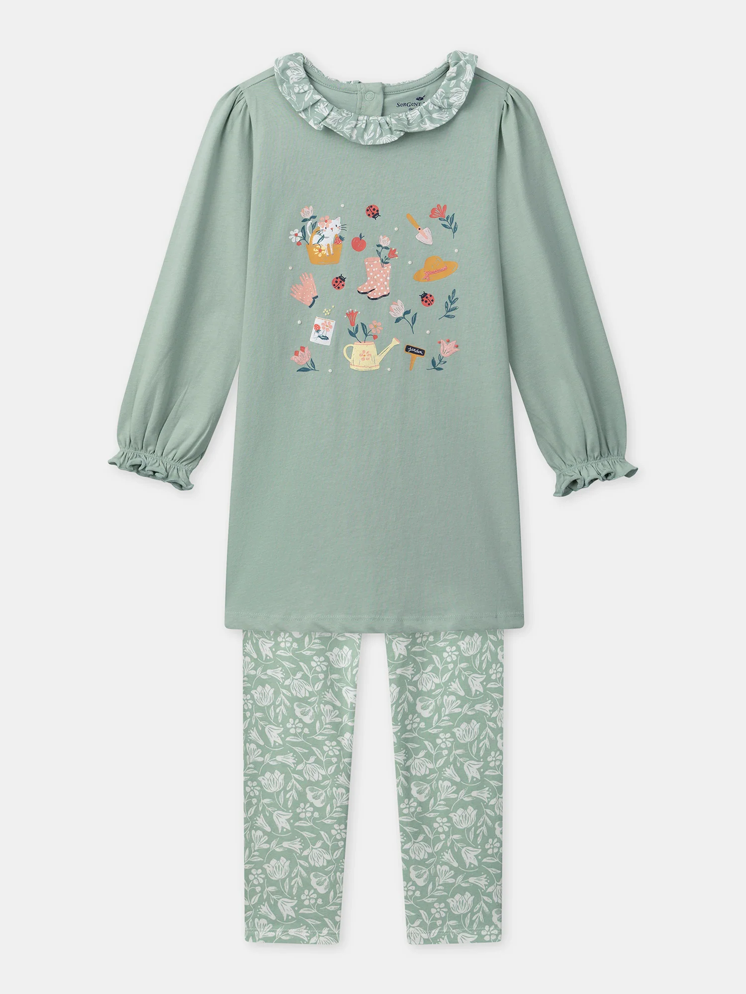 Chemise de nuit vert imprimé jardin Fille