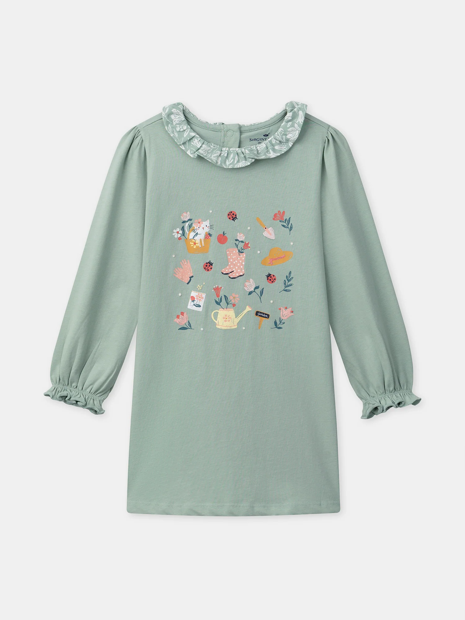 Chemise de nuit vert imprimé jardin Fille – Image 5