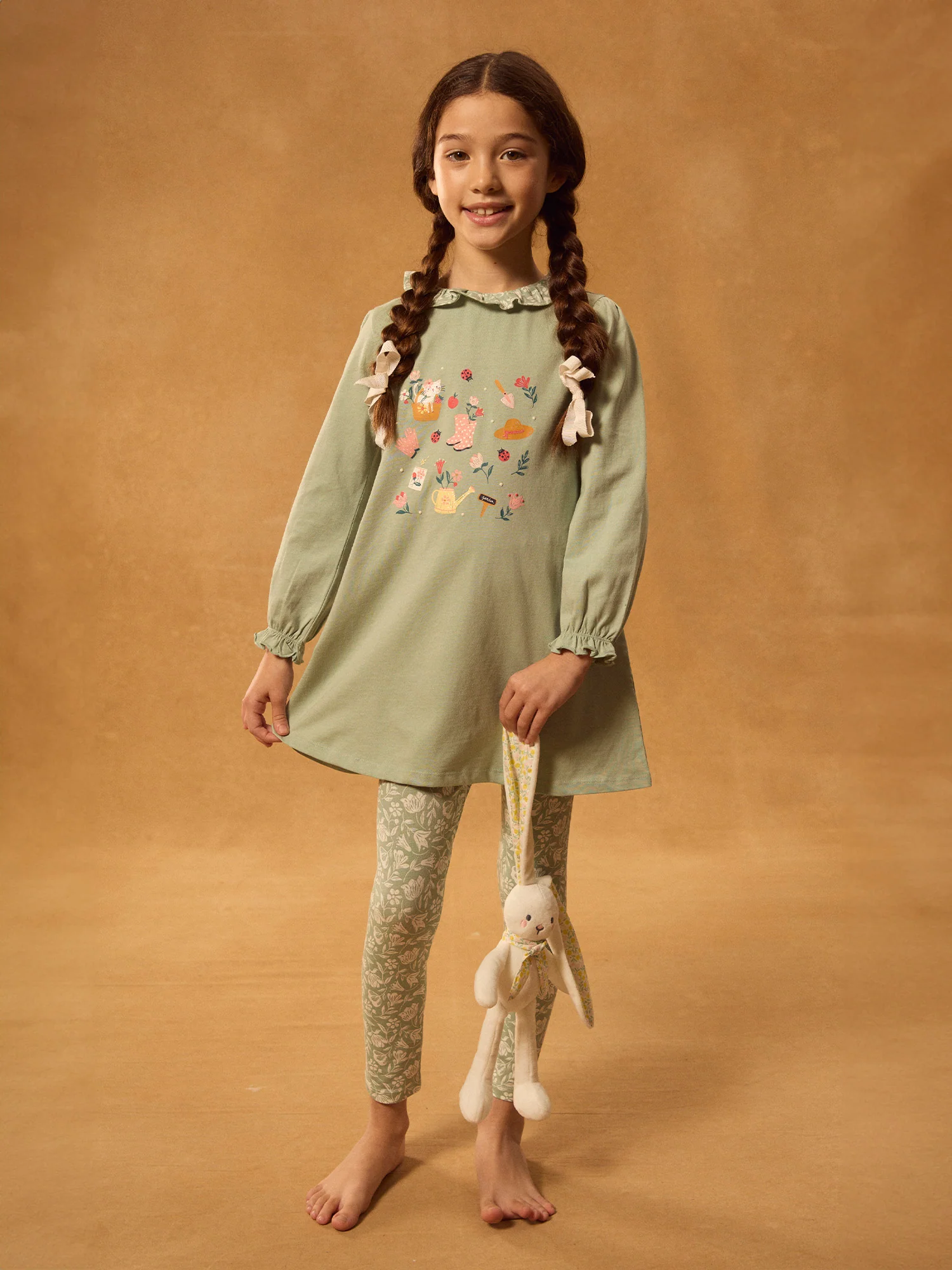 Chemise de nuit vert imprimé jardin Fille – Image 3