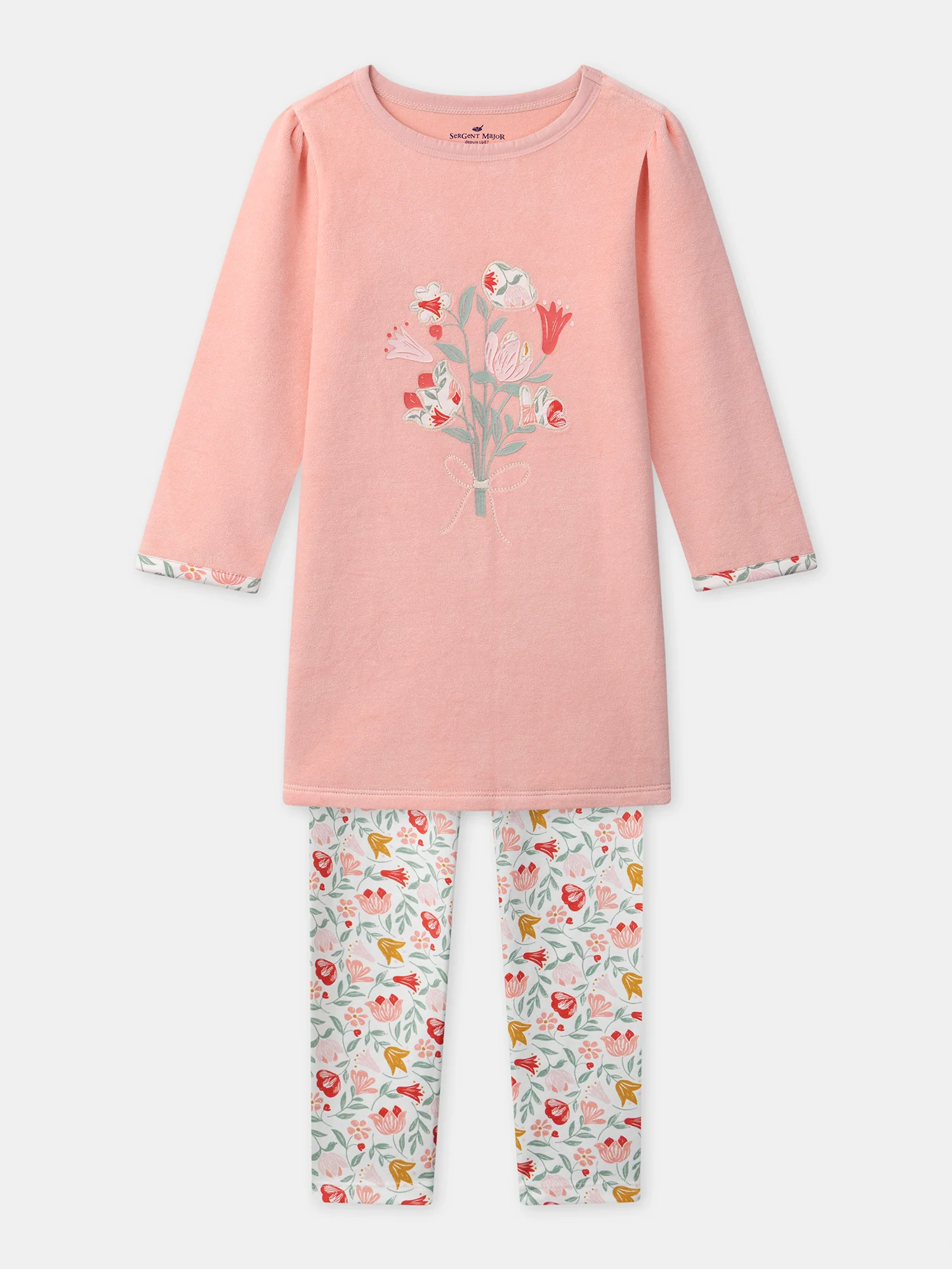 Chemise de nuit corail imprimé bouquet Fille