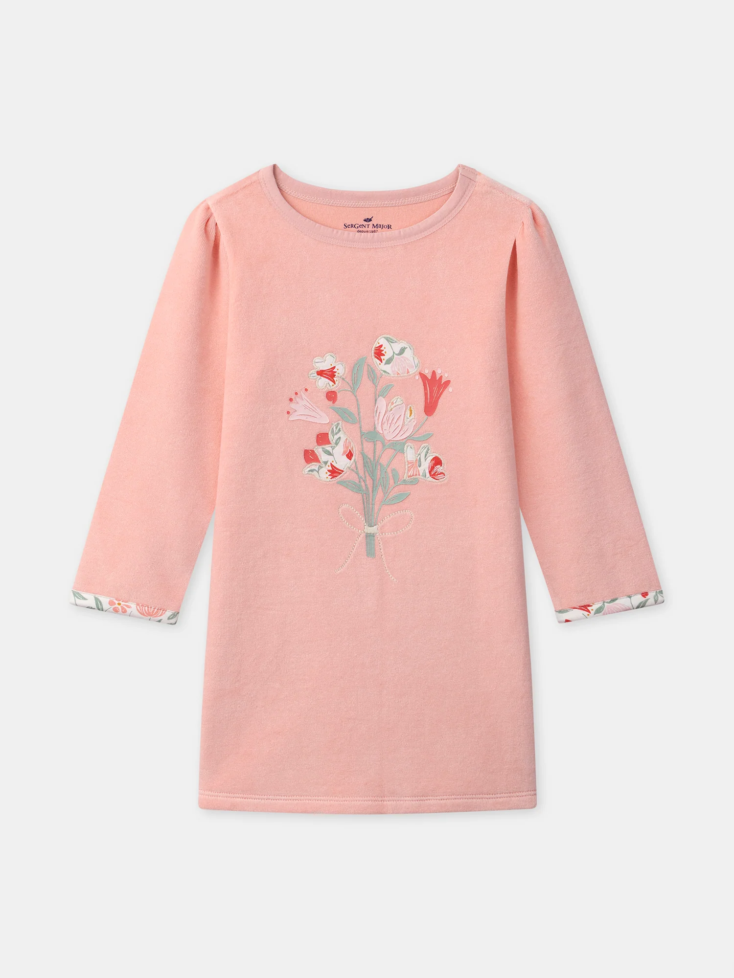 Chemise de nuit corail imprimé bouquet Fille – Image 3