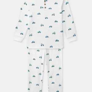Pyjama écru imprimé tracteurs Garçon