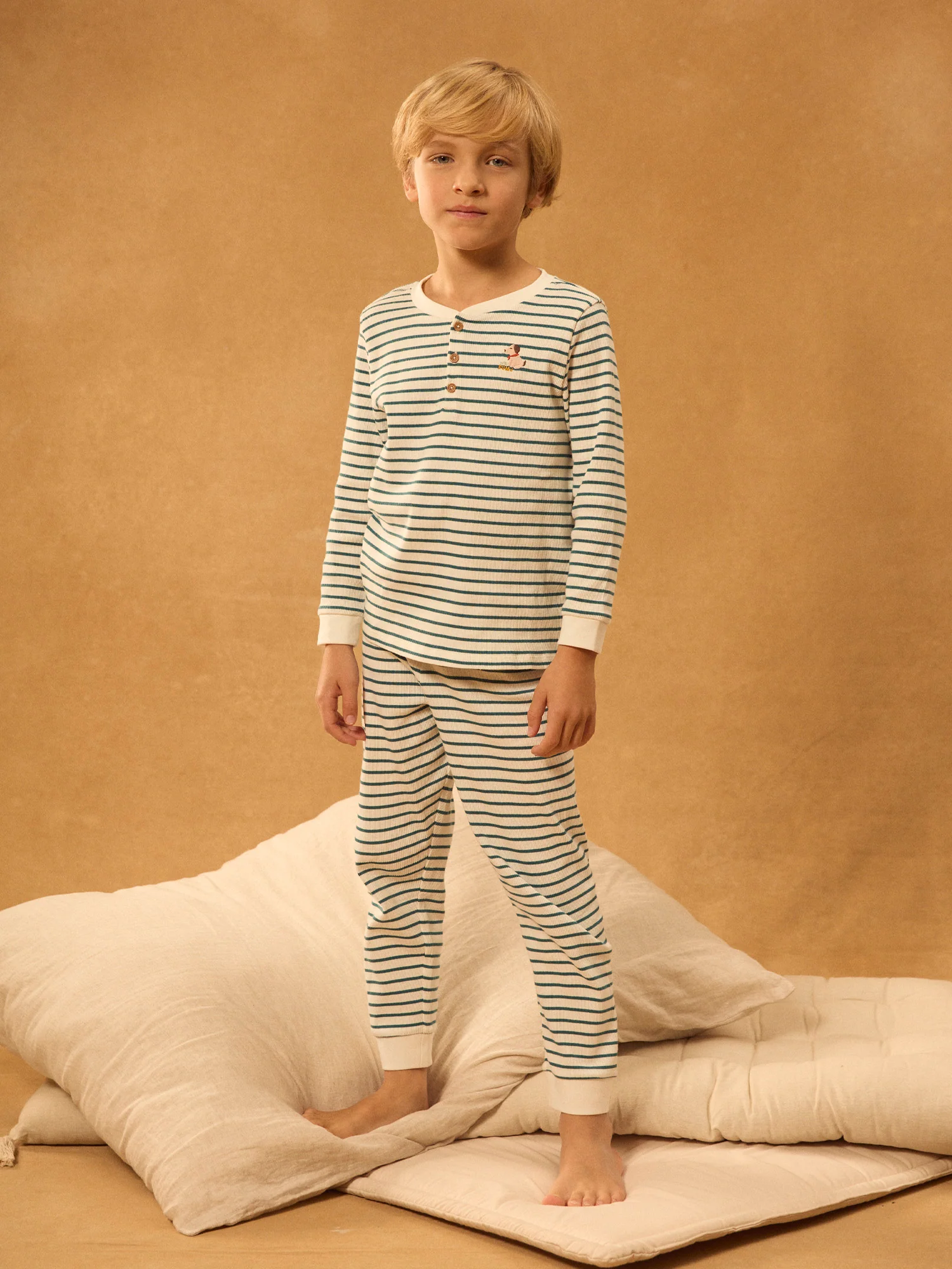 Pyjama marinière bleu canard Garçon – Image 3