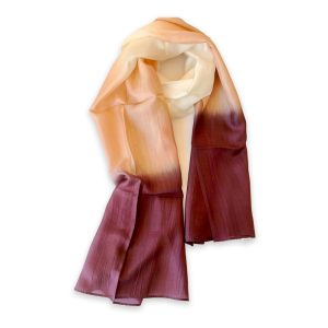 Pañuelo de seda blanco, beige y marrón Ainhoa