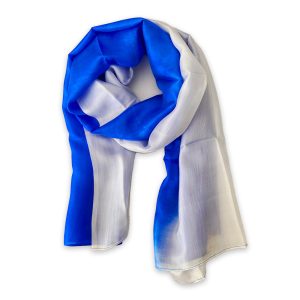 Foulard en soie bleu et blanc Lahti
