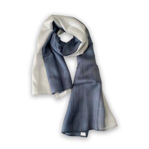 Foulard en soie gris et blanc Maia