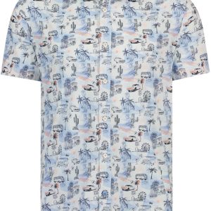 A Fish Named Fred West Coast Map Short Sheeve Shirt Light Blue