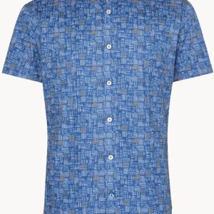 A Fish Named Fred Watercolor Stripes Shirt Cobalt Blue