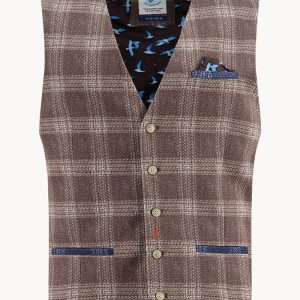 A Fish Named Fred Travel Windowpane Waistcoat Sand