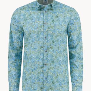A Fish Named Fred Watercolor Lily Shirt Light Blue