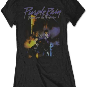 Band Shirts Prince Purple Rain Girly T-Shirt Black