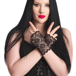 Banned Ramone Lace Gloves Black
