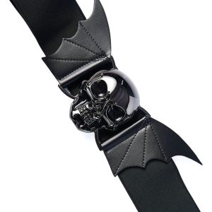 Banned Alternative Storm Skull Elastic Belt Black