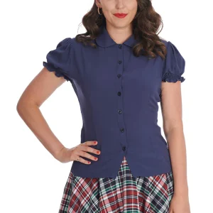 Banned Betsy Bloom 50's Blouse Navy
