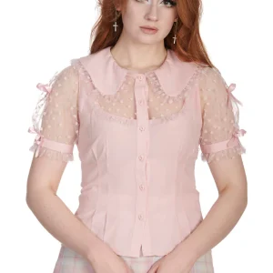 Banned Alternative Naomi Hearts 40's Blouse Pink
