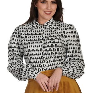 Banned Cat Queen 60's Blouse White