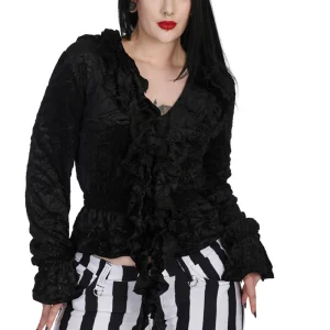 Banned Tear Garden Ruffle 70's Blouse Black
