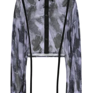 Banned Alternative Selene Mesh Blouse Black Lilac