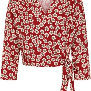 Banned Gracie Blossom 40's Wrap Blouse Red