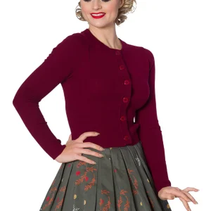 Banned Dolly 50's Cardigan in Burgundy