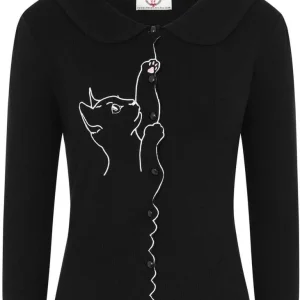 Banned Cat Scallop Collar 40's Cardigan Black