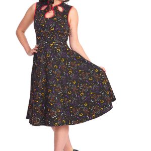 Banned All Hallows Cat 50's Swing Dress Black