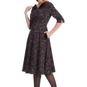 Banned Kitty Cat 50's Swing Dress Black