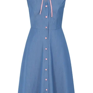 Banned Millie Swallows Denim 50's Swing Dress Blue