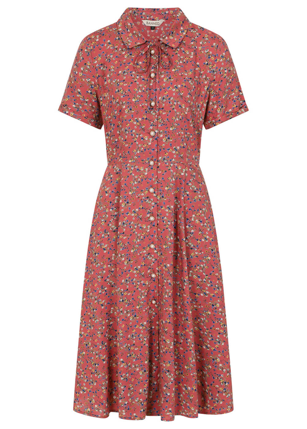 Banned Chloe Spring Flowers 40's Dress Coral – Image 2